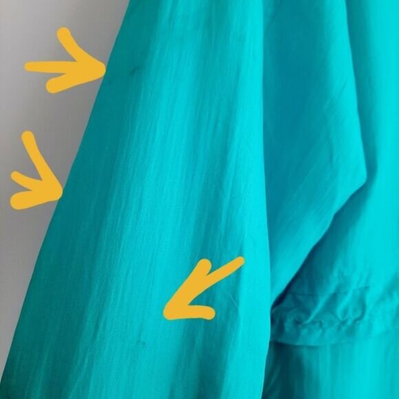 Vintage BERNARDO \ 100% Silk 90's Windbreaker Long Jacket Bright Blue M Flawed - Picture 14 of 15